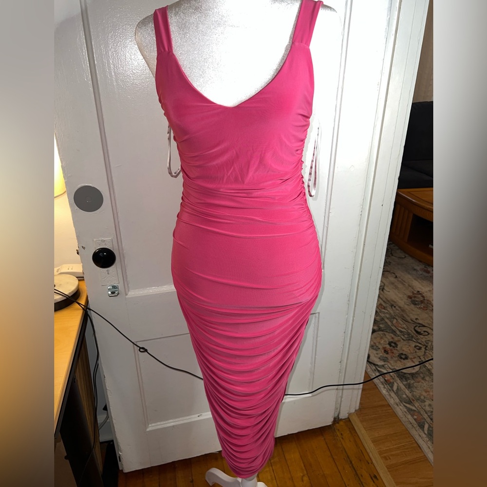 Missguided+ Fuchsia Backless Ruched Dress